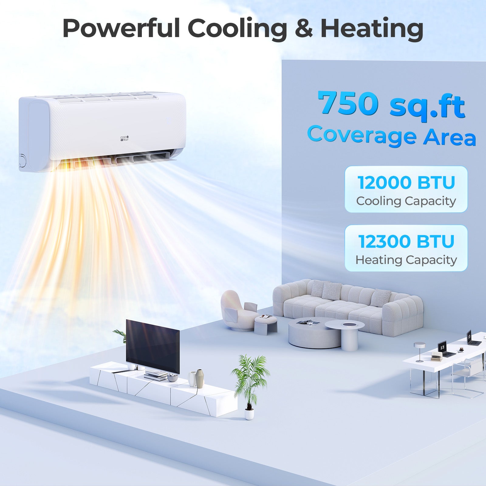 12000 BTU Mini Split Heat Pump, 115V, 22 SEER2, WiFi, White Mini Split Air Conditioners at Gallery Canada