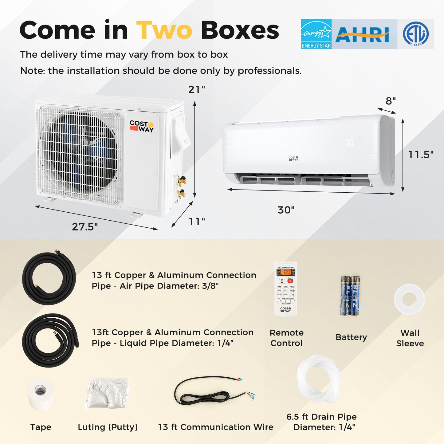 12000 BTU 21 SEER2 Ductless Mini Split Air Conditioner With Heater Pump, White Mini Split Air Conditioners at Gallery Canada
