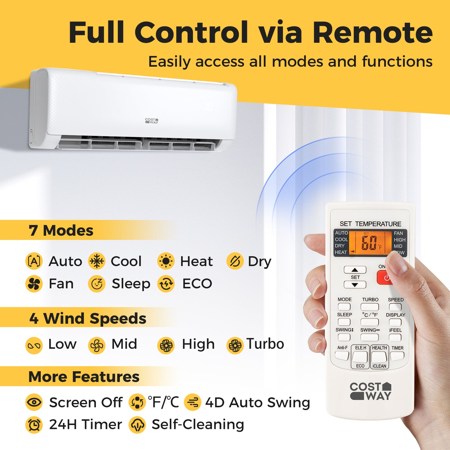 18000 BTU 21 SEER2 Ductless Mini Split Air Conditioner Heater, White Mini Split Air Conditioners at Gallery Canada