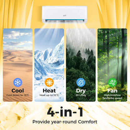 Airtural Series 24000 BTU 21 SEER2 Mini Split Heat Pump Energy Star Certified WiFi Enabled, White Mini Split Air Conditioners at Gallery Canada