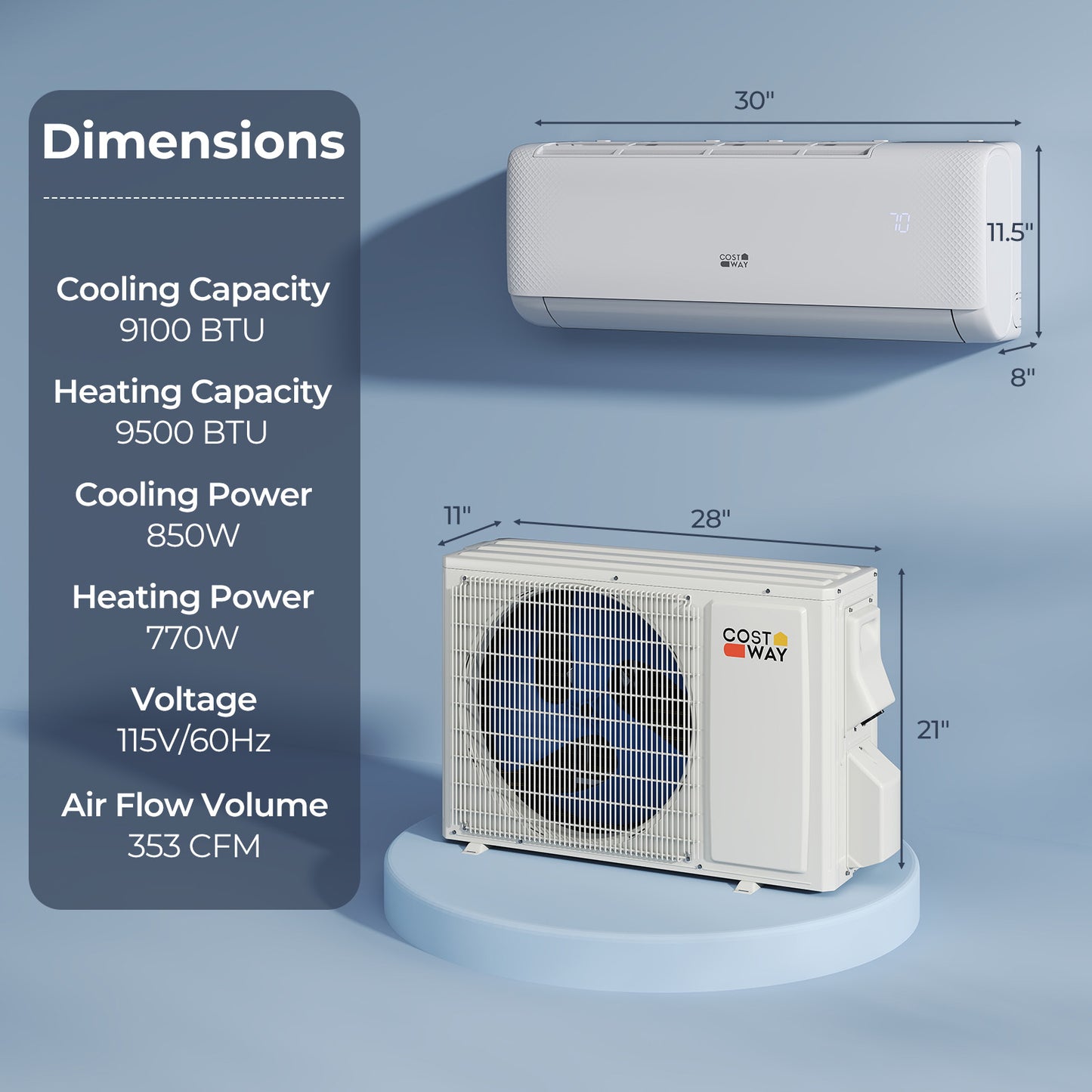 9100 BTU 20.5 SEER2 WiFi Mini Split AC, 115V, White Mini Split Air Conditioners at Gallery Canada