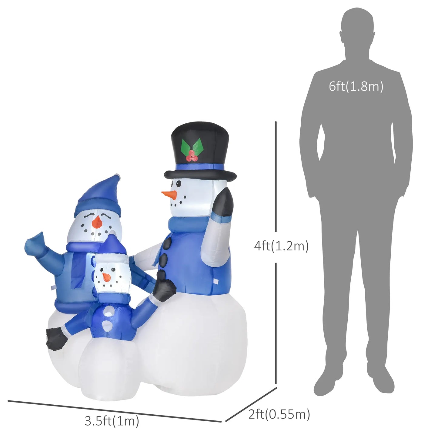 1.2M Tall LED Lighted Christmas Inflatable Snowmen, Outdoor Indoor Decor Christmas Inflatables at Gallery Canada