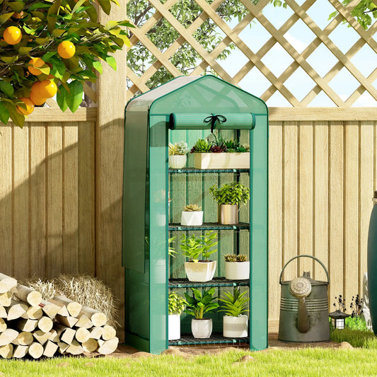 Mini Greenhouse With Screen Roof, 27.6" x 19.7" x 62.2", Green Mini Greenhouses Green, Dark Green at Gallery Canada