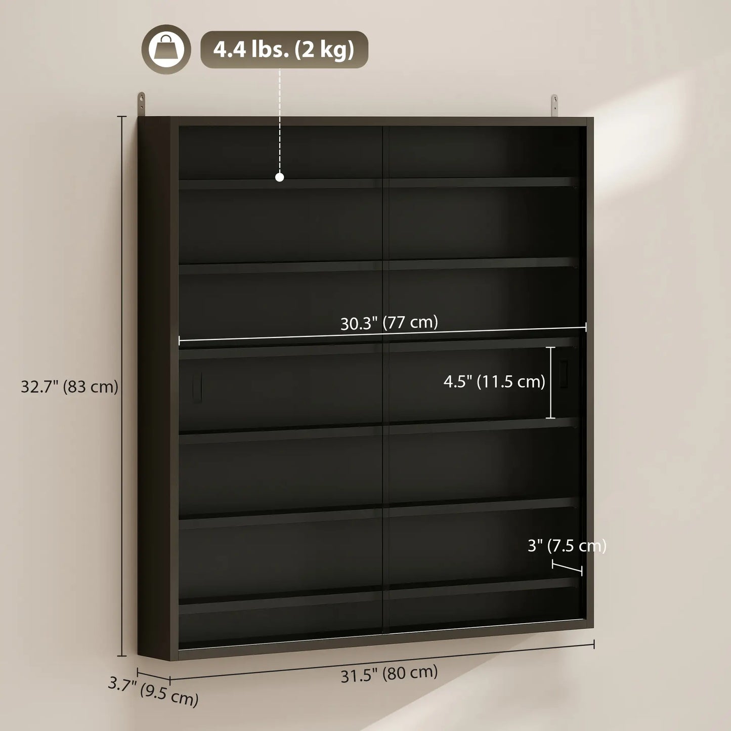 7-Tier Glass Display Cabinet, 2 Doors, 6 Adjustable Shelves, Black Display Bookshelves at Gallery Canada