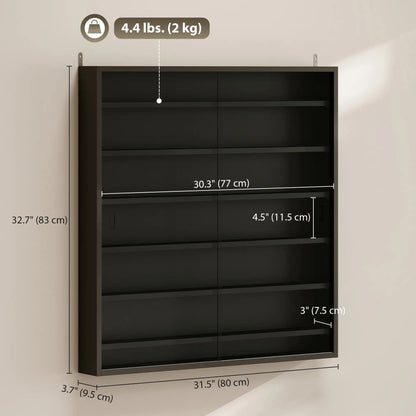 7-Tier Glass Display Cabinet, 2 Doors, 6 Adjustable Shelves, Black Display Bookshelves at Gallery Canada
