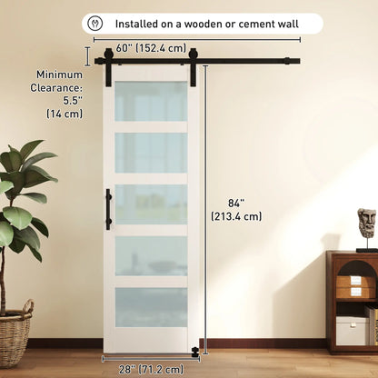 Sliding Barn Door 28x84 In With Hardware Kit, PVC, White