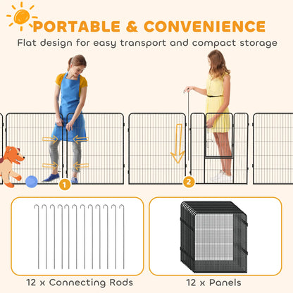 Dog Pen With Gate, 12 Panels Puppy Playpen, 39"H Houses, Kennels & Pens at Gallery Canada
