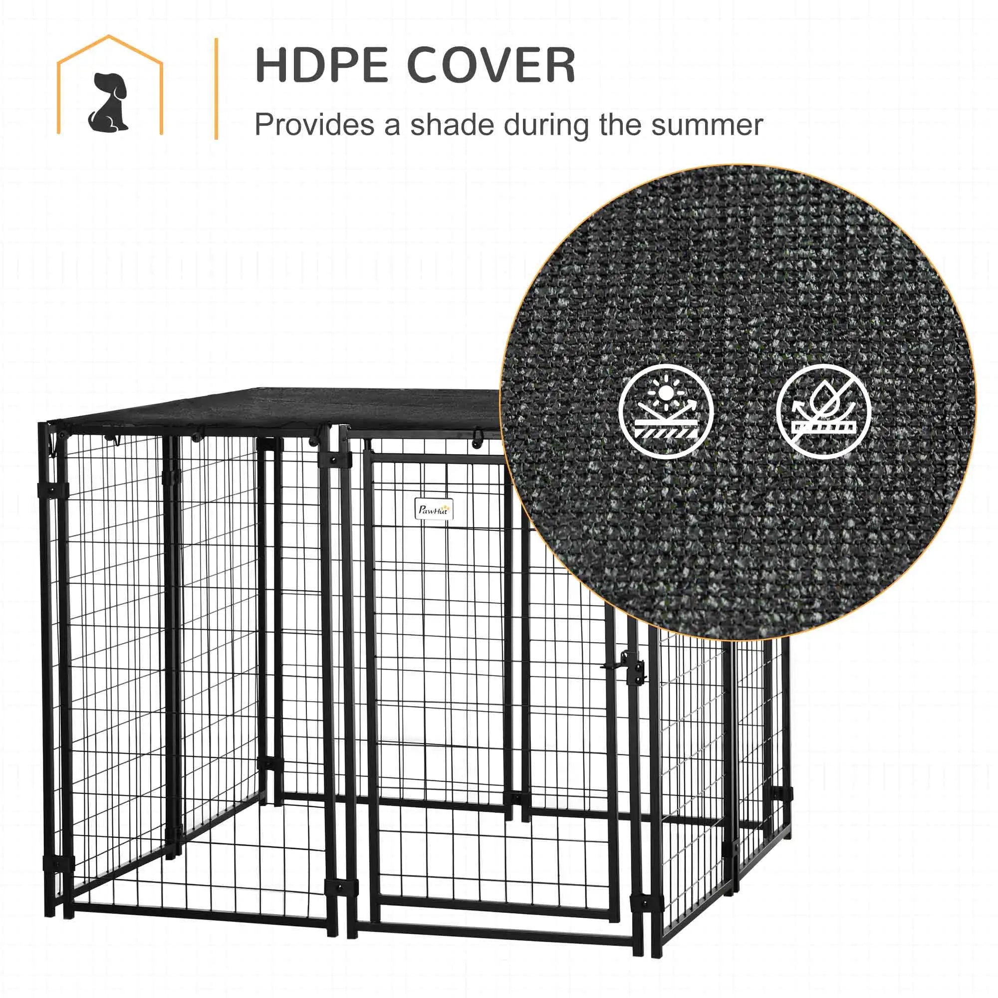 Outdoor Dog Kennel, Lockable Pet Playpen with Cover, Black Houses, Kennels & Pens at Gallery Canada