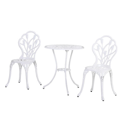 3 Pc Patio Bistro Set, Outdoor Cast Aluminum Table and Chairs, White Bistro Sets at Gallery Canada