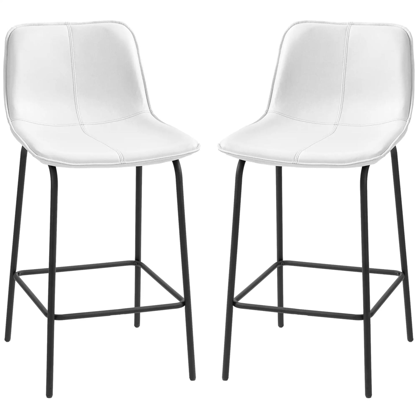 Upholstered Counter Height Bar Stools, Set of 2, Steel Legs Bar Stools Cream White, Black at Gallery Canada