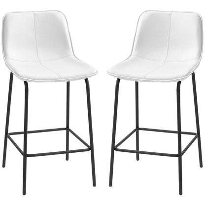 Upholstered Counter Height Bar Stools, Set of 2, Steel Legs Bar Stools Cream White, Black at Gallery Canada