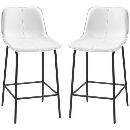 Upholstered Counter Height Bar Stools, Set of 2, Steel Legs