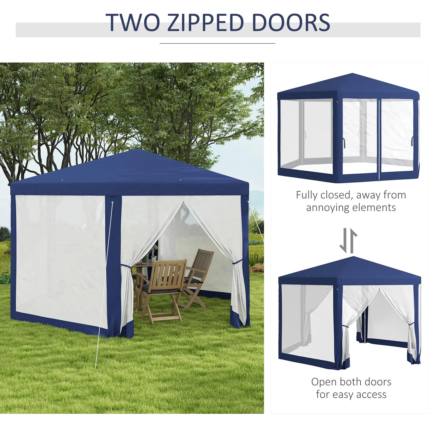 Hexagon Party Tent, Patio Gazebo with Netting, Blue Canopy Tents at Gallery Canada