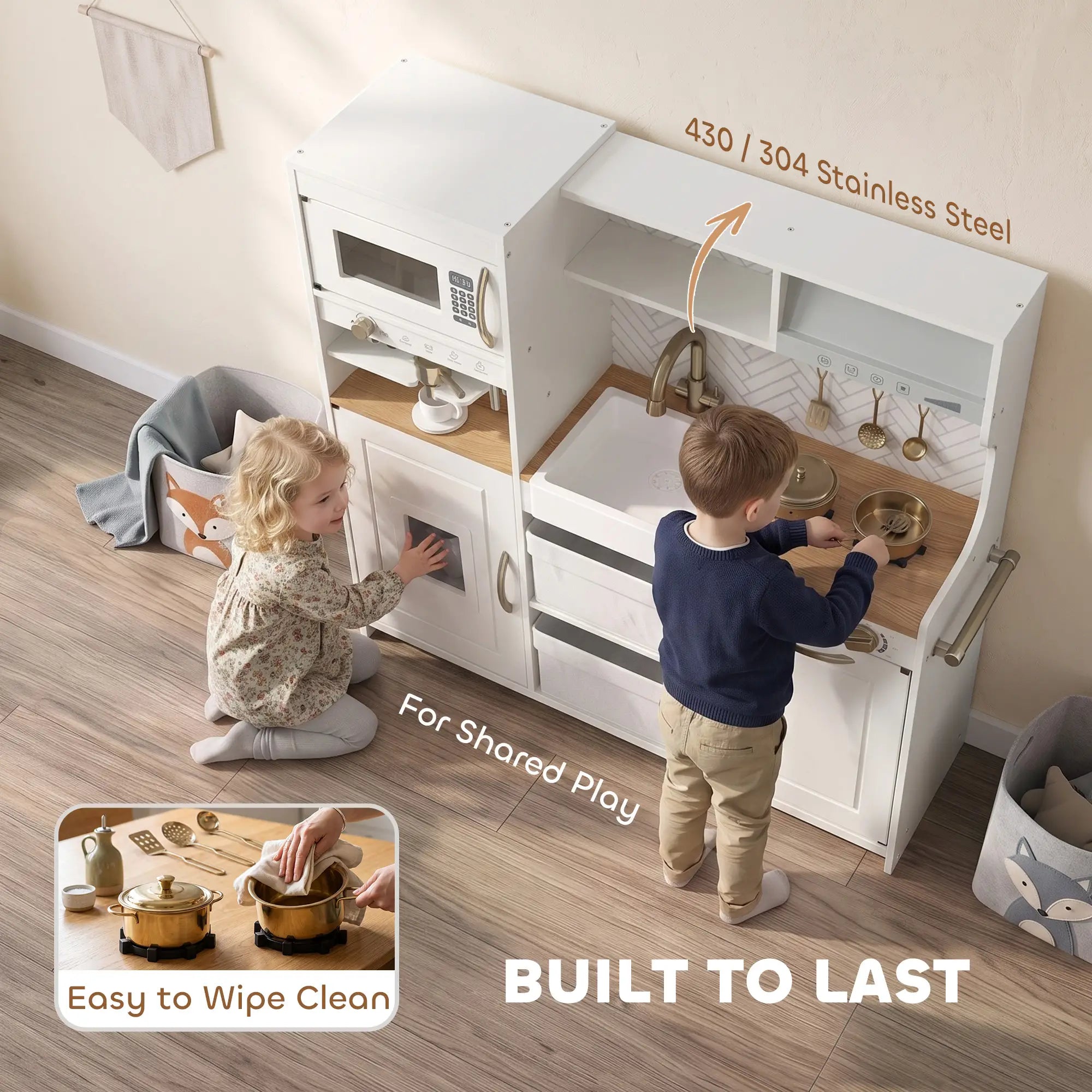 Kids Kitchen Playset With Coffee Machine, 3+, White Play Kitchen at Gallery Canada