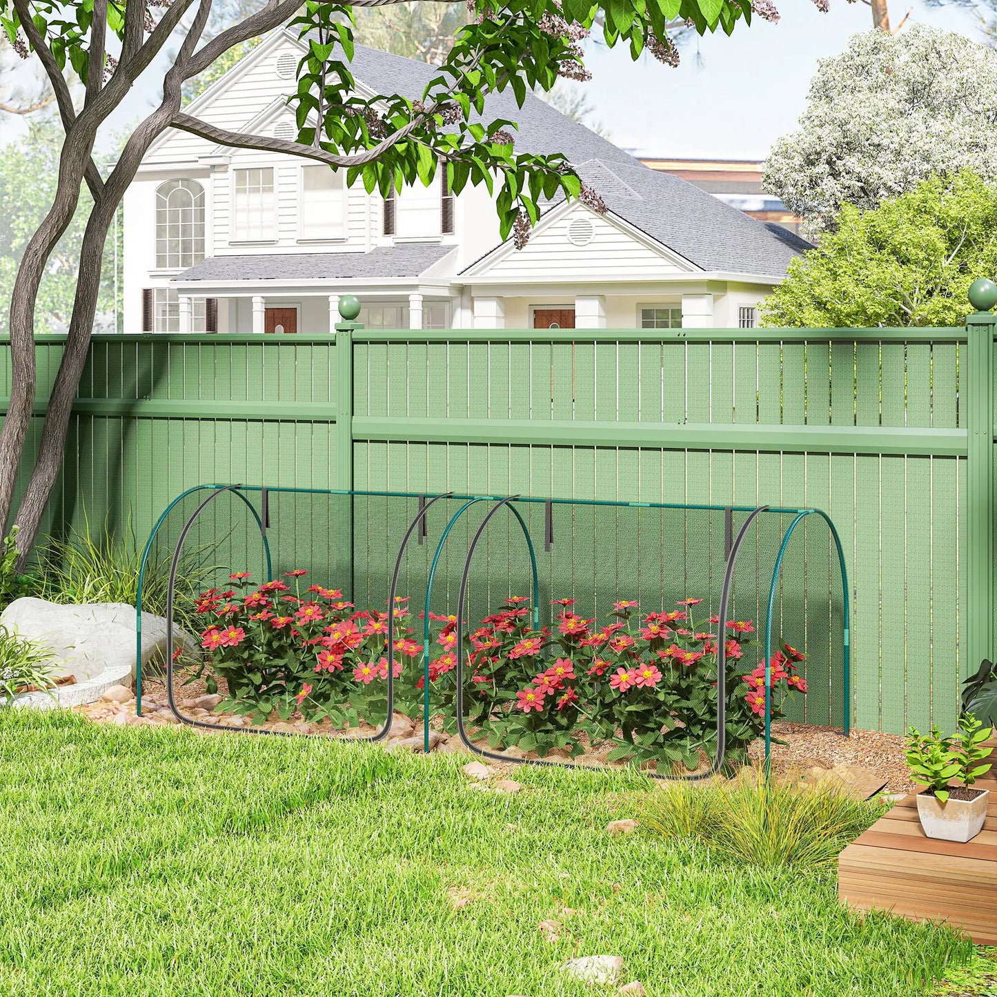 8' x 3' Crop Cage, Garden Plant Protector, 3 Zippered Doors, Black Greenhouses at Gallery Canada