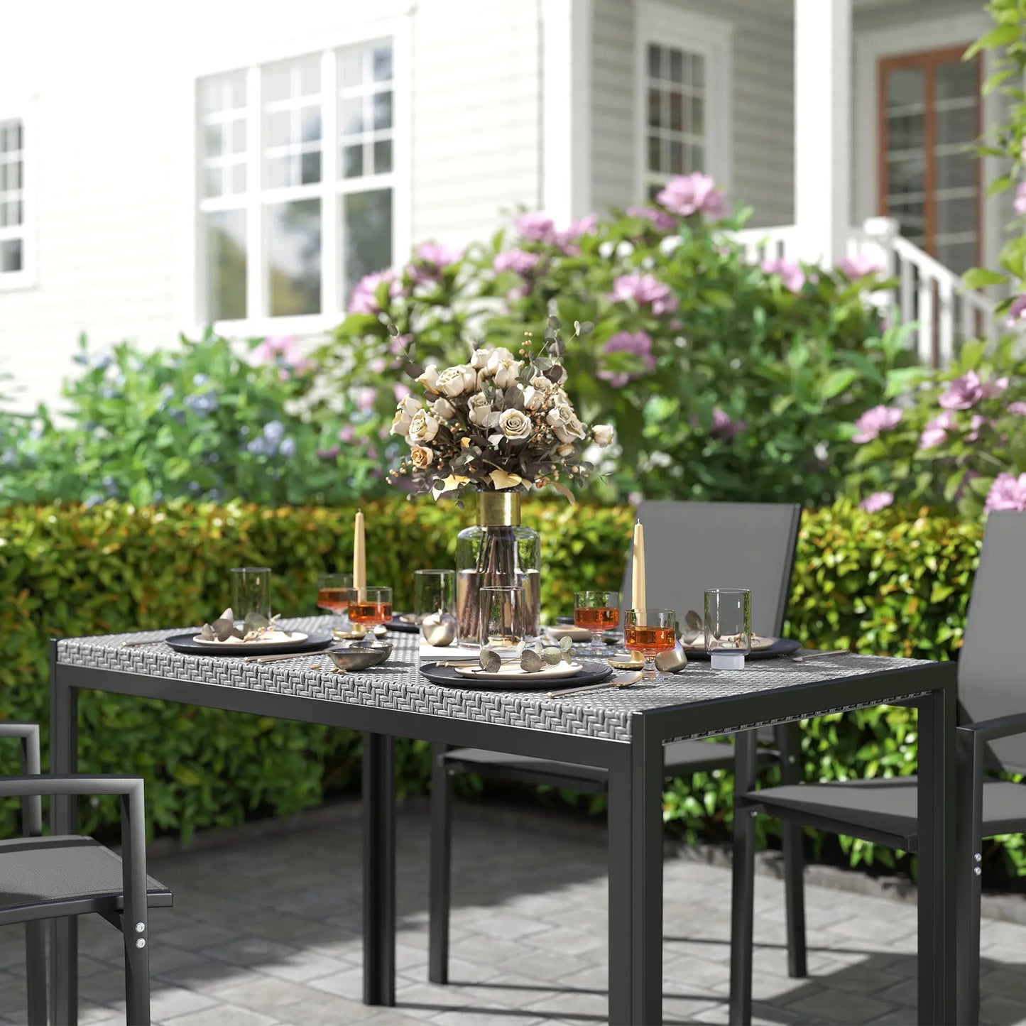 Rectangular Outdoor Dining Table, 4-Seat Patio Table, Grey Patio Dinning Tables at Gallery Canada