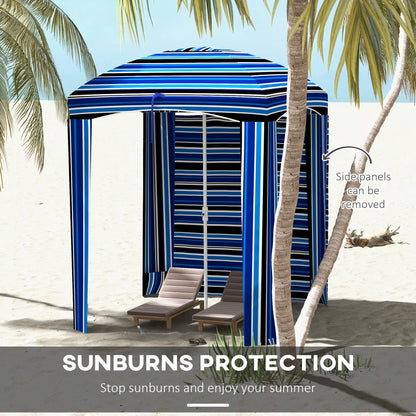 70.1" L x 70.1" W Cabana Umbrella, With Walls, Vents, Carry Bag, Blue Stripe