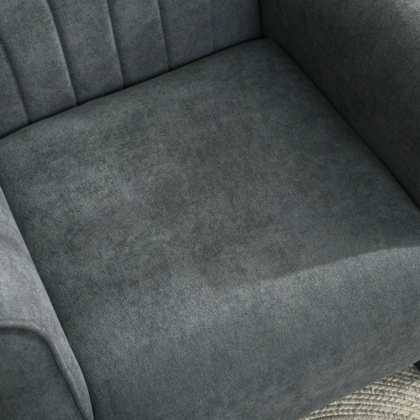 Modern Fabric Armchair, Wood Legs, Living Room, Bedroom, Dark Grey Accent Chairs at Gallery Canada