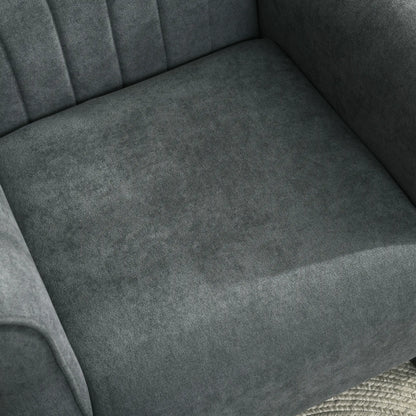 Modern Fabric Armchair, Wood Legs, Living Room, Bedroom, Dark Grey Accent Chairs at Gallery Canada