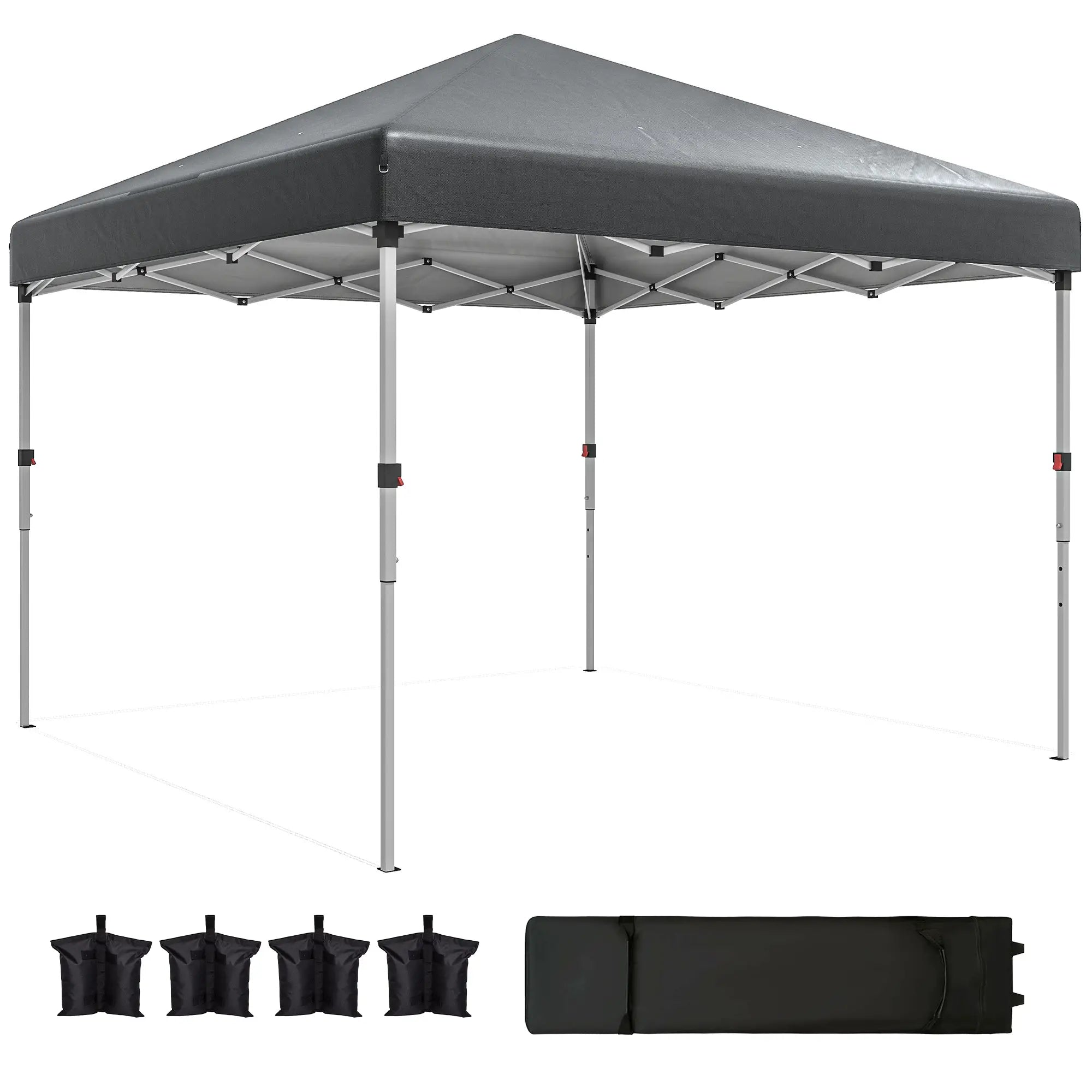 10' x 10' Pop Up Canopy With Sidewalls, Roller Bag, Height Adjustable, Grey Pop Up Canopies Dark Grey at Gallery Canada