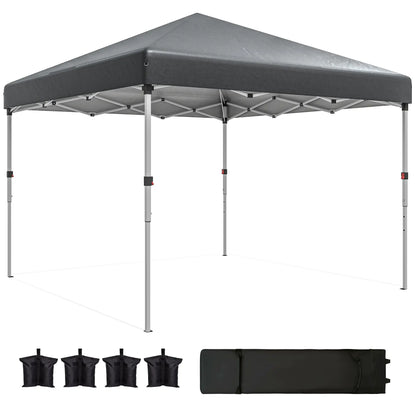 10' x 10' Pop Up Canopy With Sidewalls, Roller Bag, Height Adjustable, Grey Pop Up Canopies Dark Grey at Gallery Canada