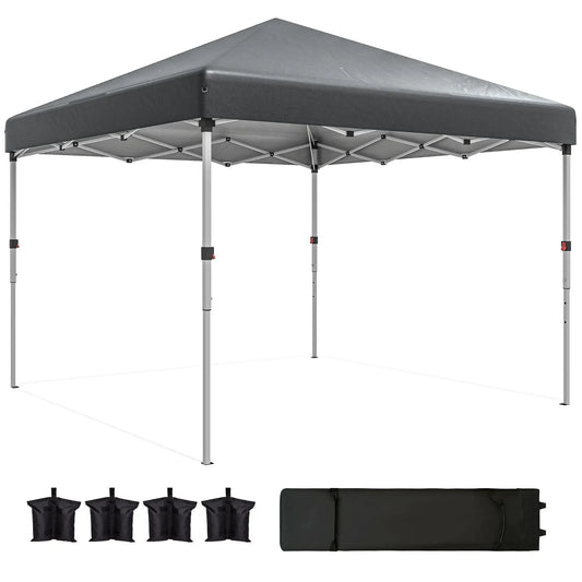 10' x 10' Pop Up Canopy With Sidewalls, Roller Bag, Height Adjustable, Grey Pop Up Canopies Dark Grey at Gallery Canada