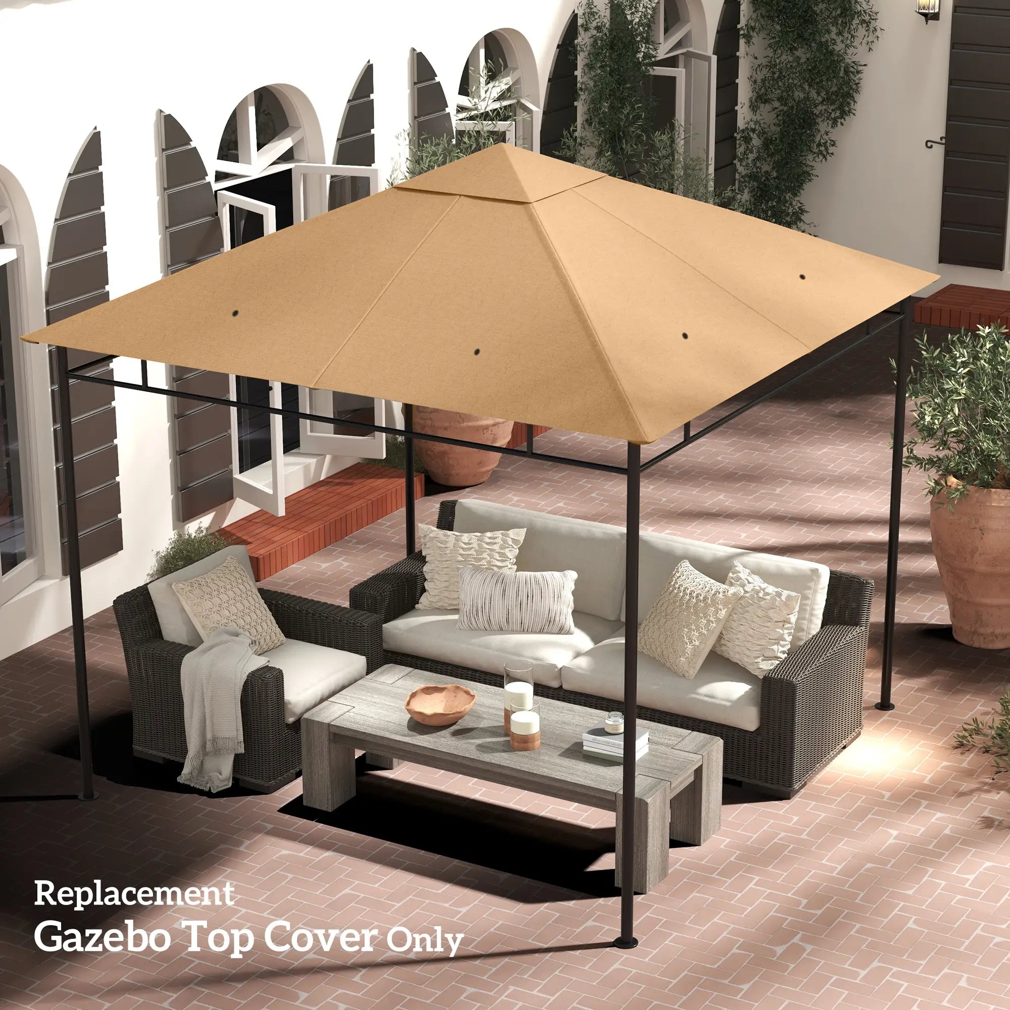 10' X 10' Square Gazebo Replacement Canopy, Beige Gazebo Canopy Replacement at Gallery Canada