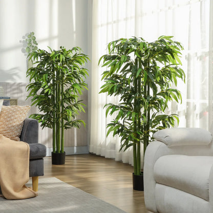 5.3ft Artificial Bamboo Tree Set Of 2, Indoor Fake Plant With Pot Artificial Trees at Gallery Canada