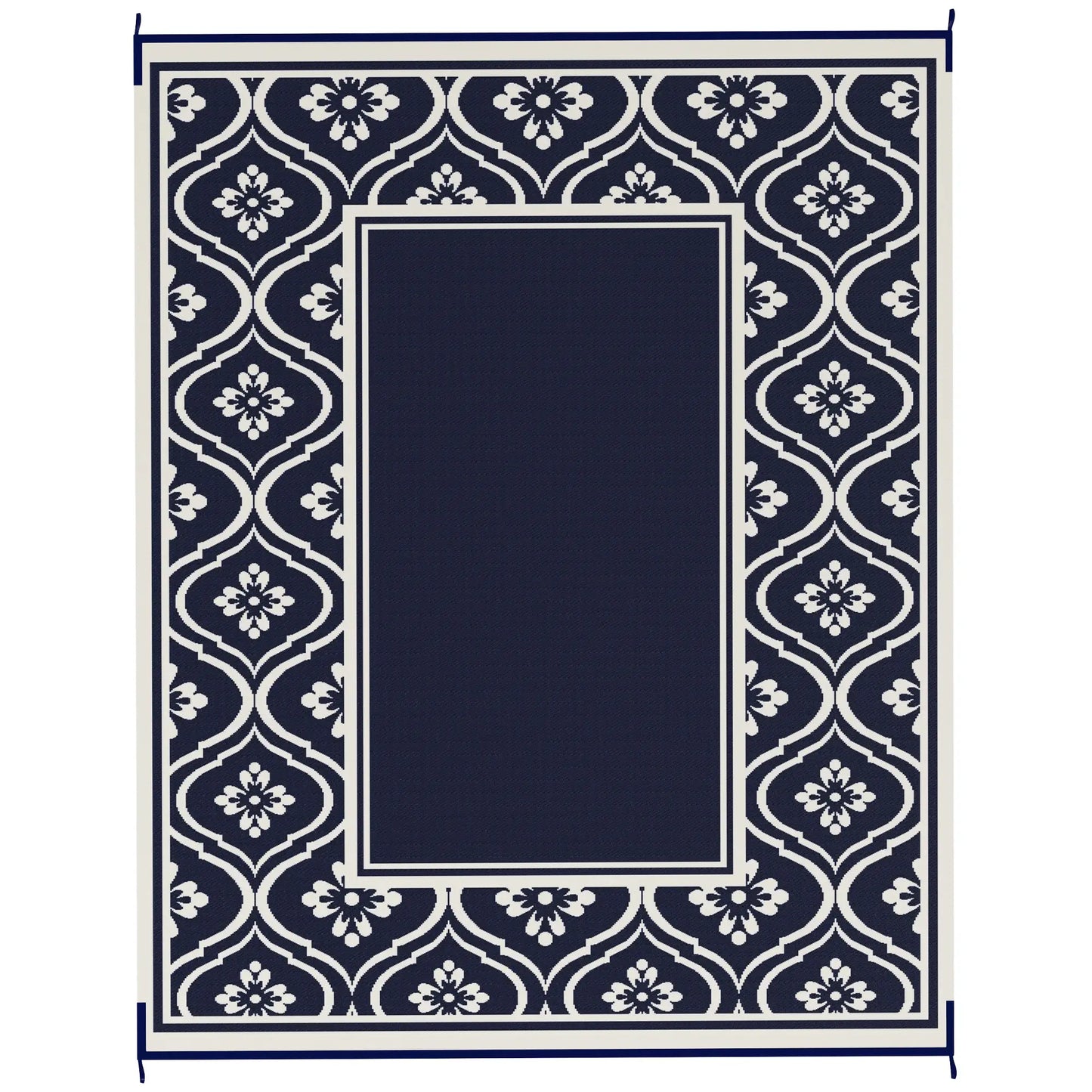 8' x 10' Outdoor RV Rug, Reversible, Gourd Border, White, Blue Garden Decor at Gallery Canada