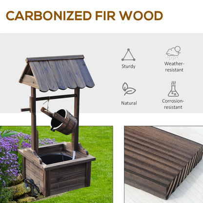 Wooden Well Wishing Fountain, Outdoor Electric Pump Water Bucket, Patio Garden, Carbonized Water Fountains at Gallery Canada