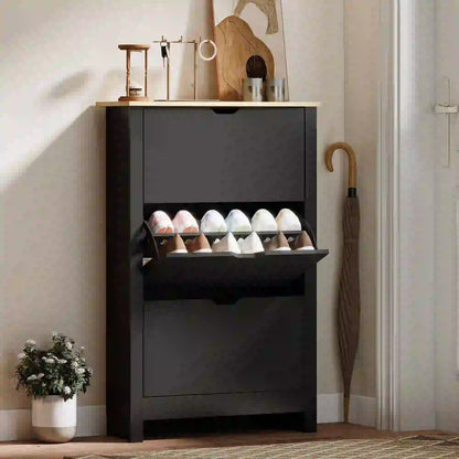 Shoe Storage Cabinet, 3 Flip Drawers, Adjustable Shelves, Black Shoe Storage Cabinets & Racks at Gallery Canada