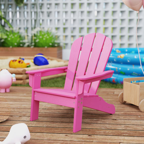 HDPE Kids Adirondack Chair, High Backrest, Armrests, Pink