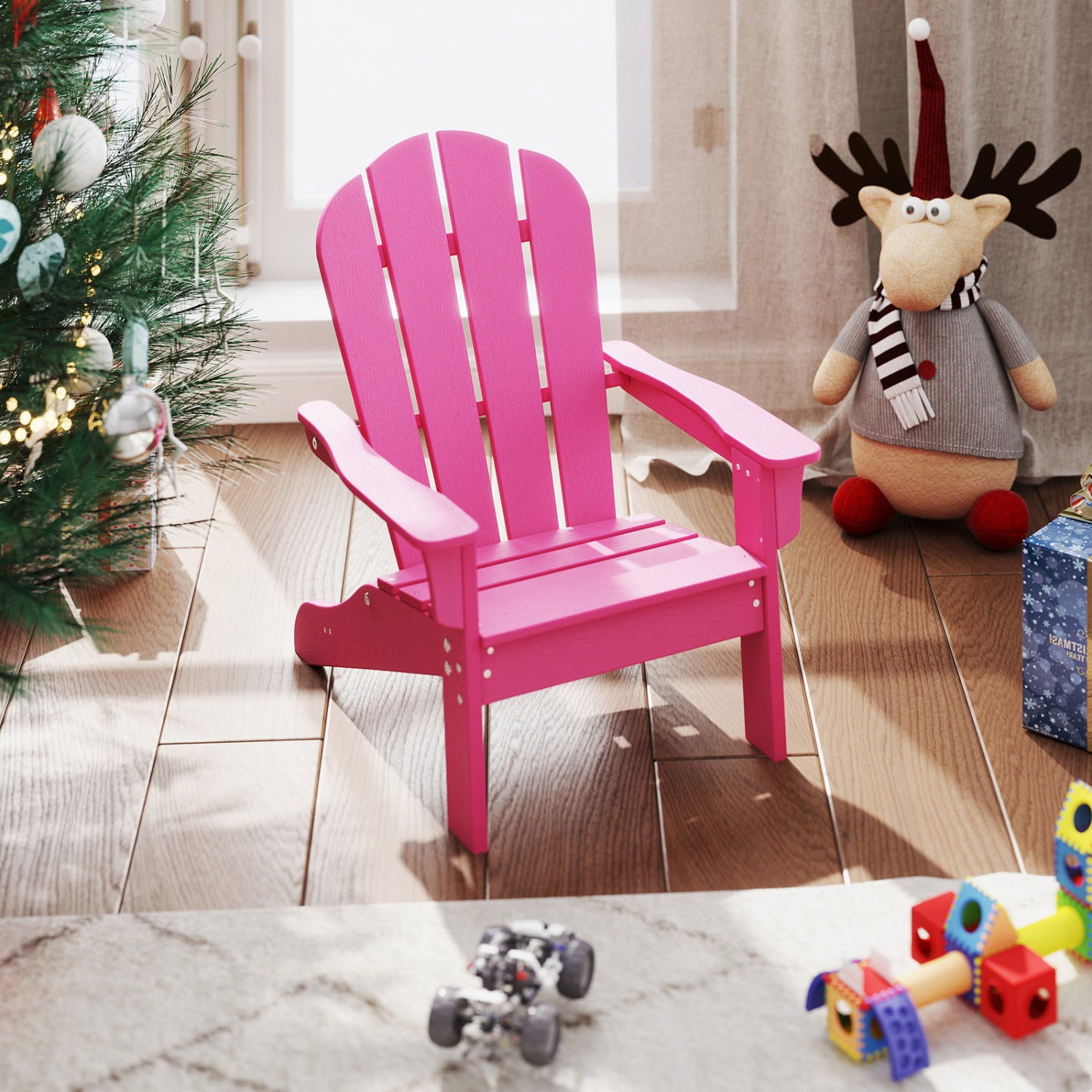 HDPE Kids Adirondack Chair, High Backrest, Armrests, Pink Kids Chairs & Seating at Gallery Canada