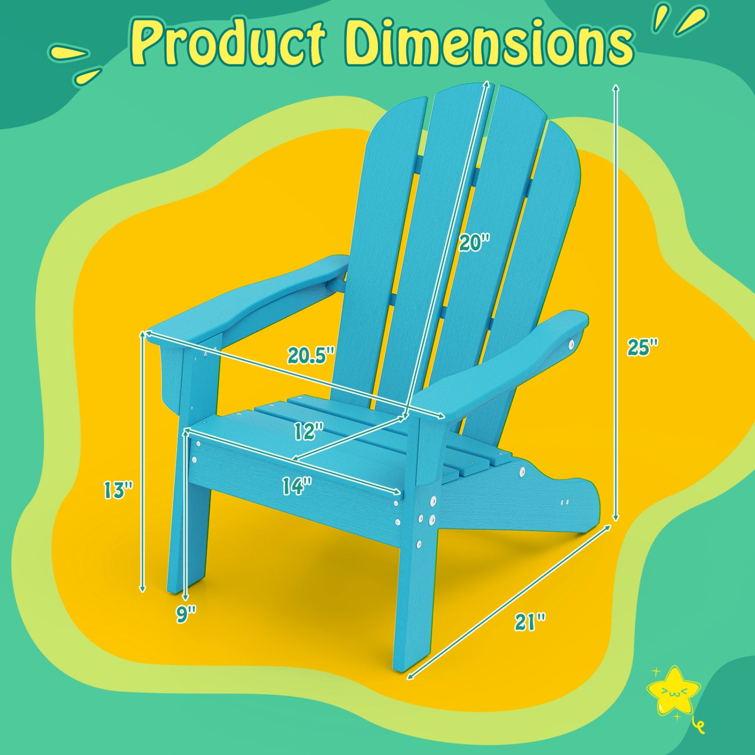 Kids Adirondack Chair, HDPE, All-Weather, Turquoise Kids Chairs & Seating at Gallery Canada