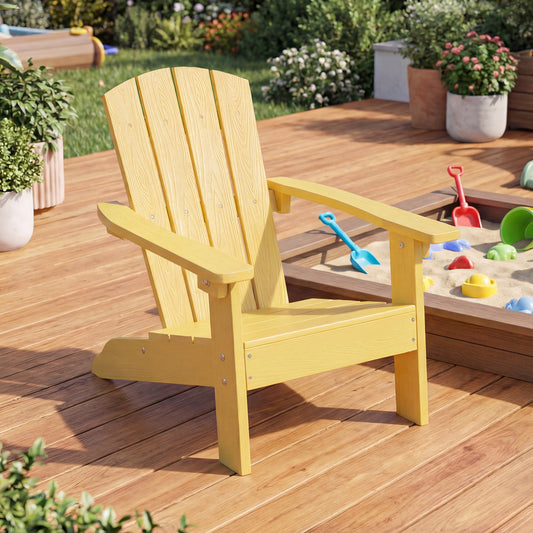 All-Weather HDPE Kids Adirondack Chair, High Backrest, Yellow Kids Chairs & Seating Yellow at Gallery Canada