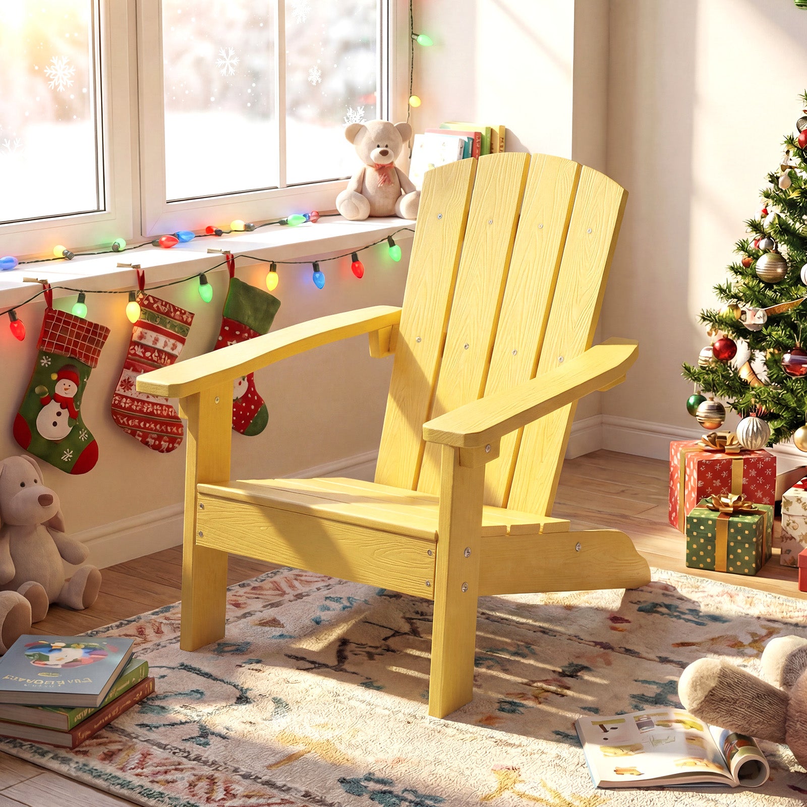 All-Weather HDPE Kids Adirondack Chair, High Backrest, Yellow Kids Chairs & Seating at Gallery Canada