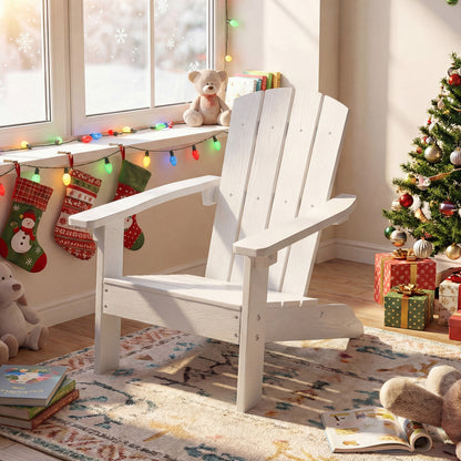 Kids Adirondack Chair, All-Weather HDPE, High Backrest, White Kids Chairs & Seating at Gallery Canada