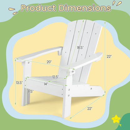 Kids Adirondack Chair, All-Weather HDPE, High Backrest, White Kids Chairs & Seating at Gallery Canada