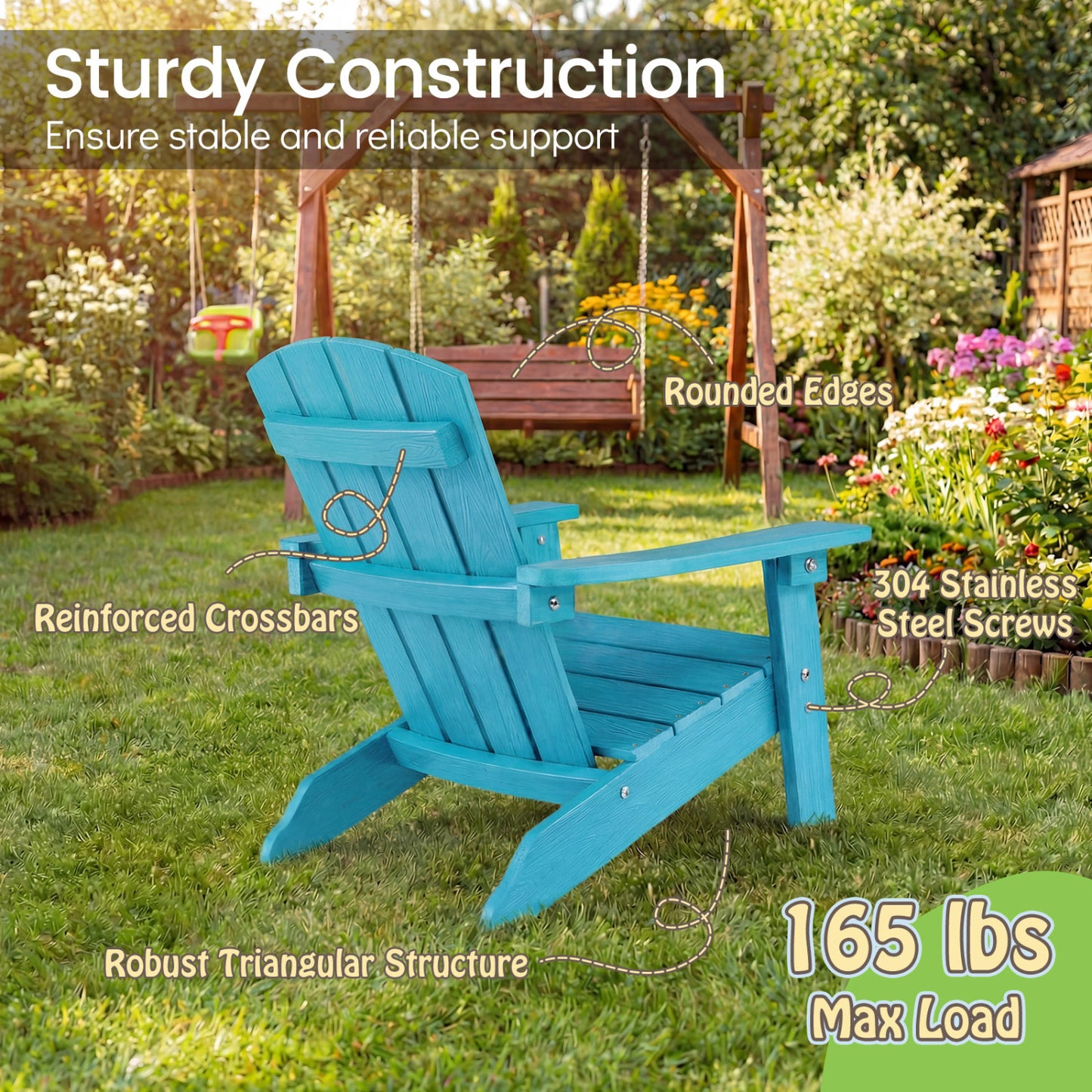 Kids Adirondack Chair, HDPE, All-Weather, Turquoise Kids Chairs & Seating at Gallery Canada