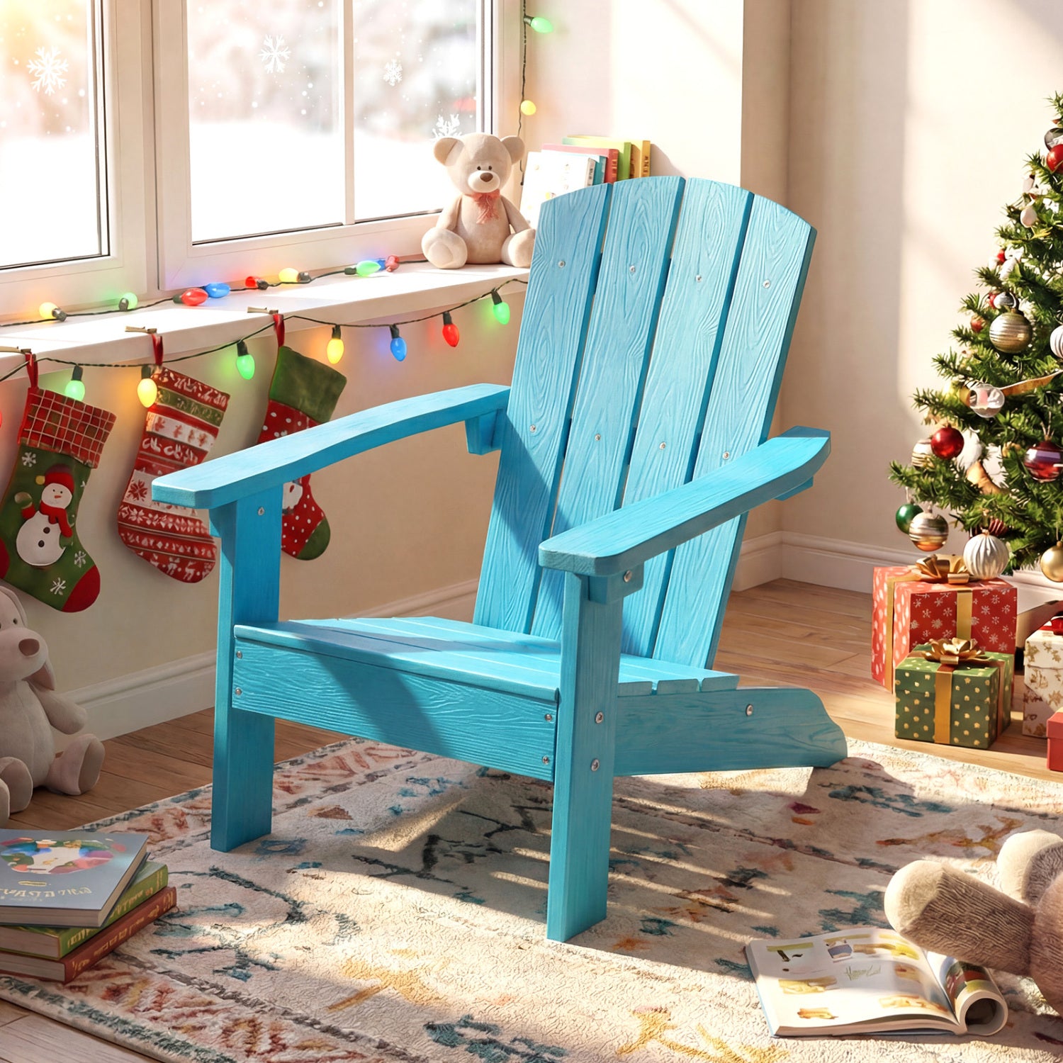 Kids Adirondack Chair, HDPE, All-Weather, Turquoise Kids Chairs & Seating at Gallery Canada