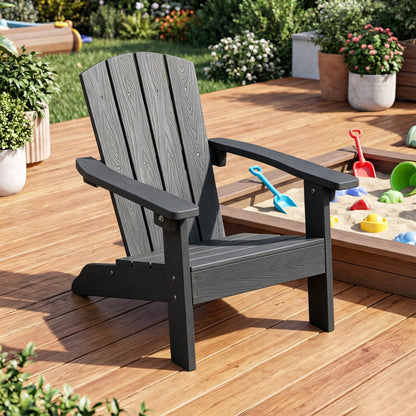 Chaise Adirondack pour enfant en HIPS tout temps, dossier haut, noir