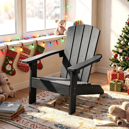 Chaise Adirondack pour enfant en HIPS tout temps, dossier haut, noir