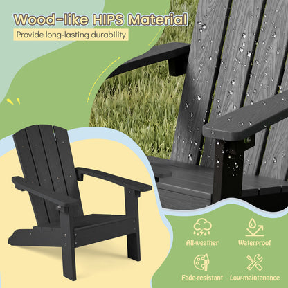 Chaise Adirondack pour enfant en HIPS tout temps, dossier haut, noir