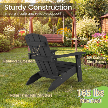 Chaise Adirondack pour enfant en HIPS tout temps, dossier haut, noir