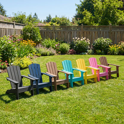 Chaise Adirondack pour enfant en HIPS tout temps, dossier haut, noir
