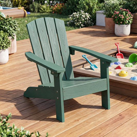 Kids Adirondack Chair High Backrest Armrests, Green Kids Chairs & Seating Green at Gallery Canada