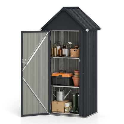 Abri de jardin extérieur, tous temps, étagères réglables, gris