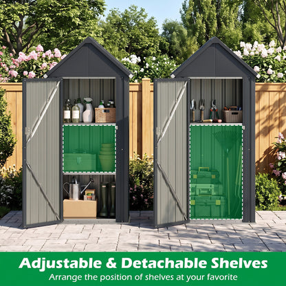 Abri de jardin extérieur, tous temps, étagères réglables, gris
