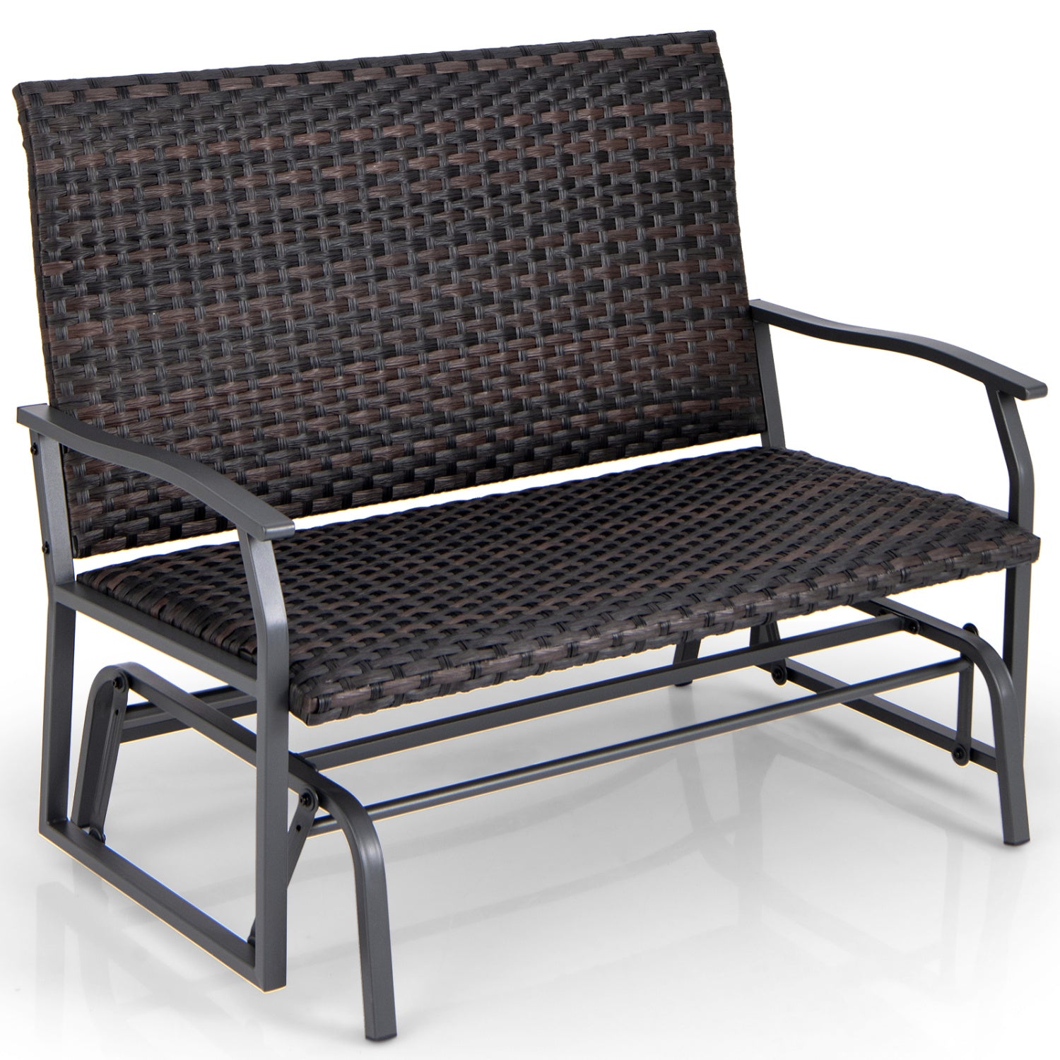 Outdoor 2-Person Swing Glider Bench, Quick Dry Foam Seat, Brown Outdoor Benches at Gallery Canada