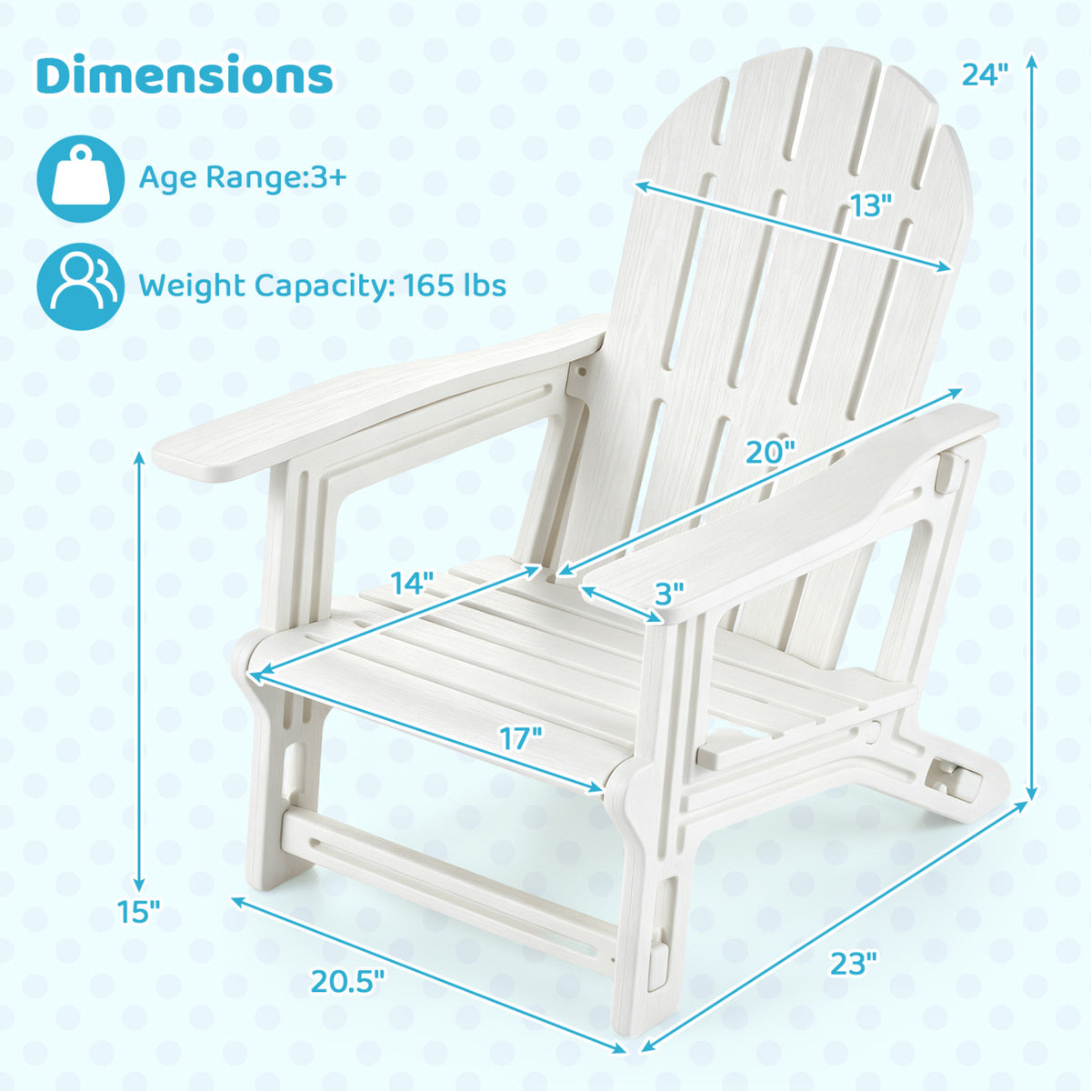 Outdoor Kids Patio Seating, Ergonomic Design, White